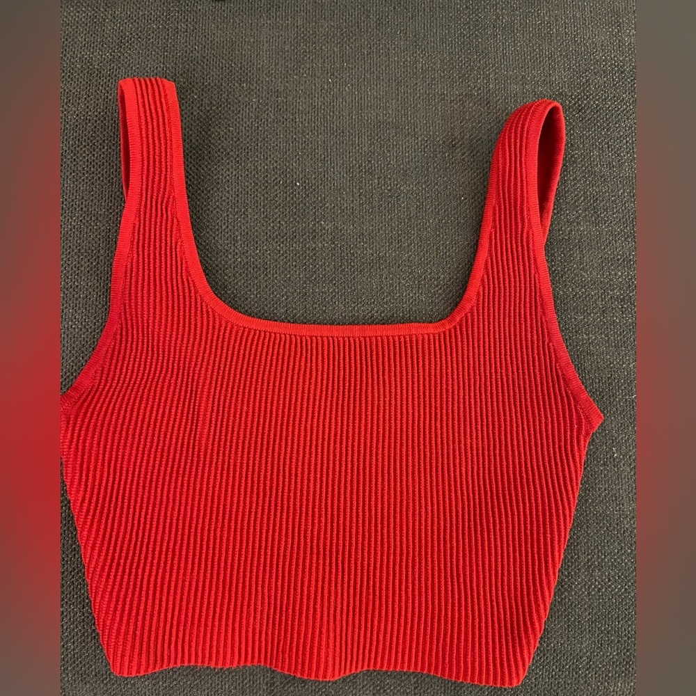Babaton Red Ribbed Tank Top